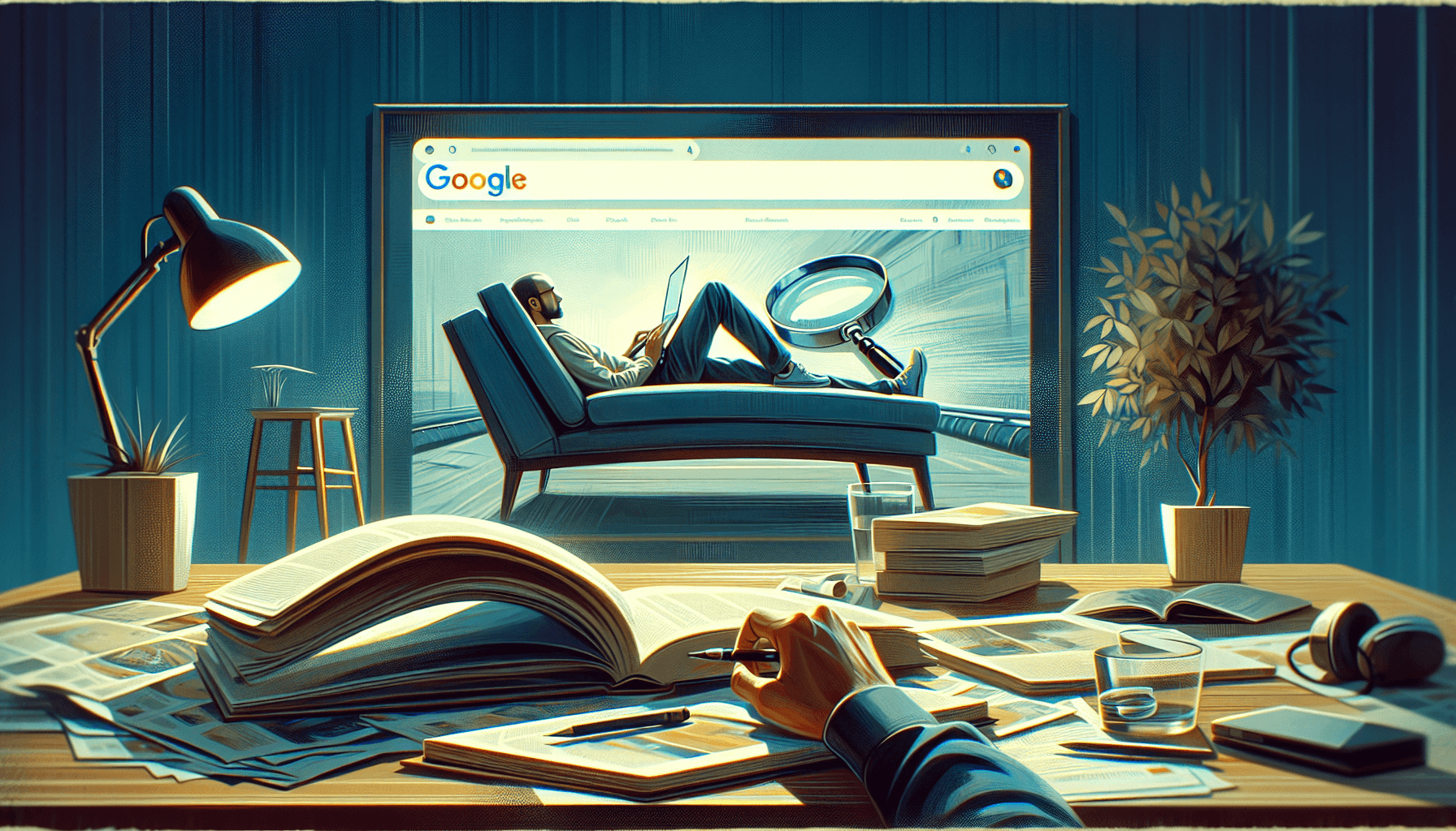 A small business owner analyzes various automated SEO tools on a laptop, surrounded by notes and charts, reflecting a focus on differentiation in digital …