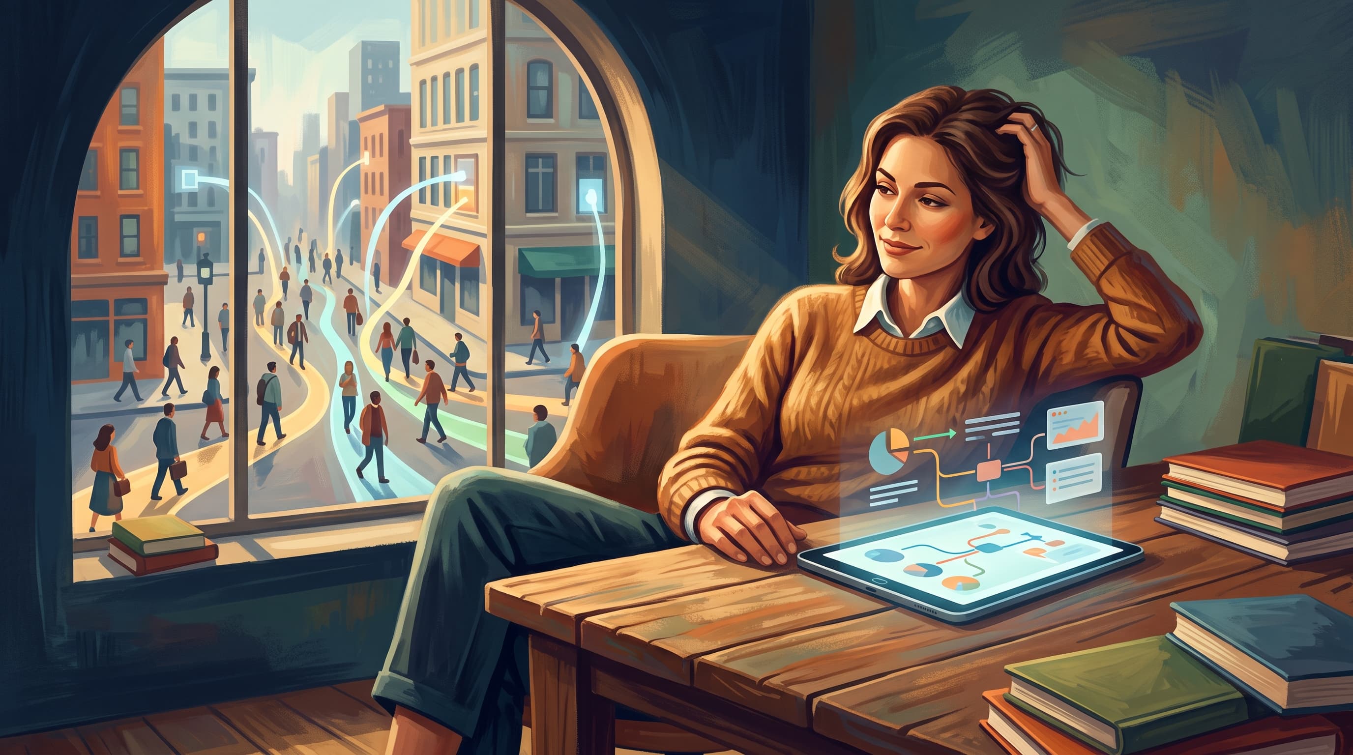 A diverse group of digital marketers collaborates around a table, analyzing data on laptops, discussing strategies for the best AI content optimization pl…