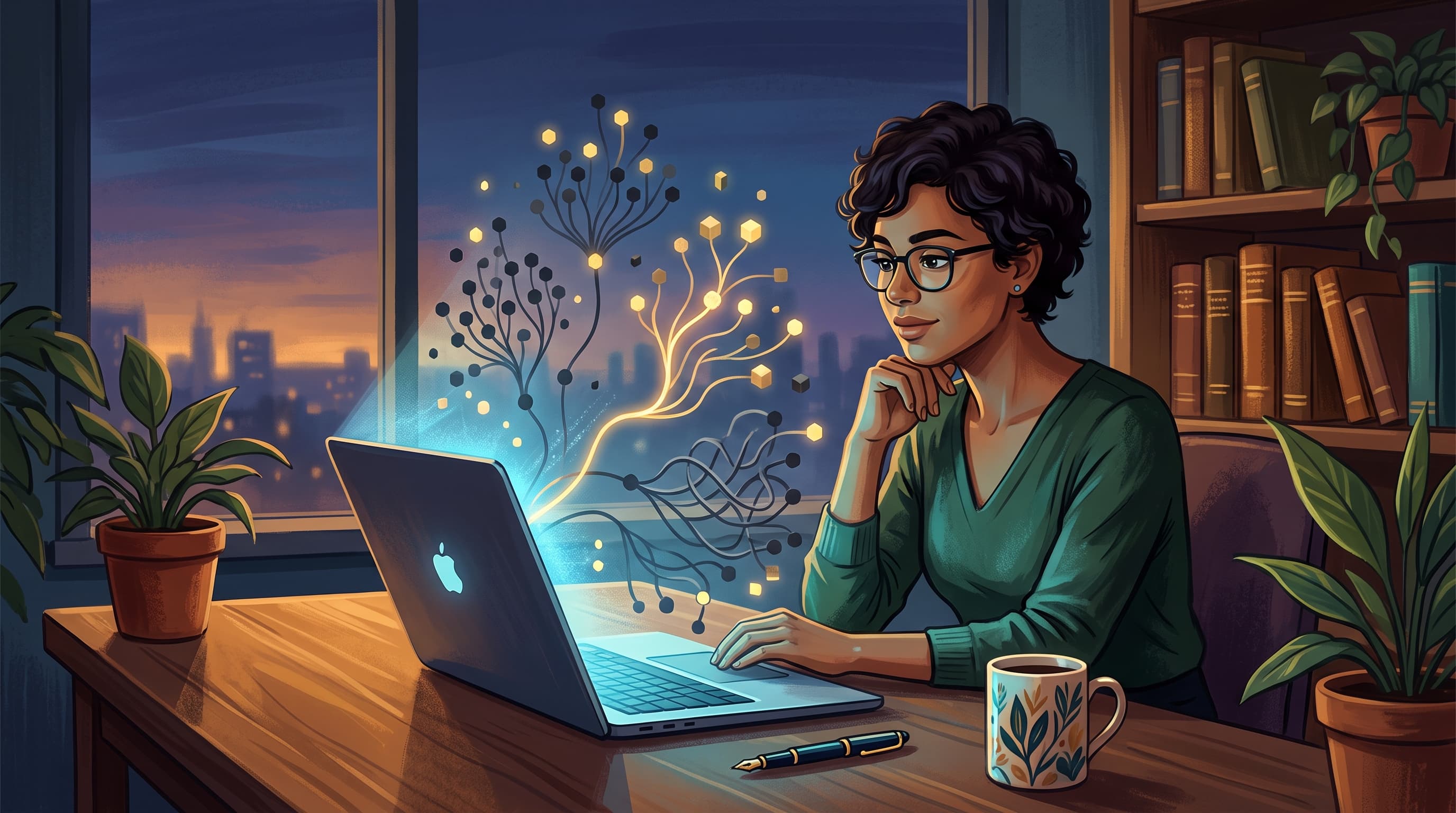 A focused professional reviewing an automated SEO audit report on a laptop, surrounded by charts and graphs, illustrating the importance of optimizing web…